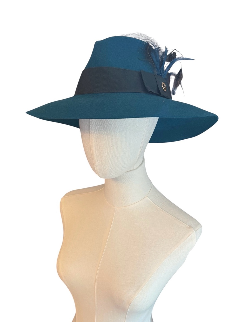 ✨🛍️ Gucci Teal Wide-Brim Fedora Hat - Size Small - Picture 2 of 5